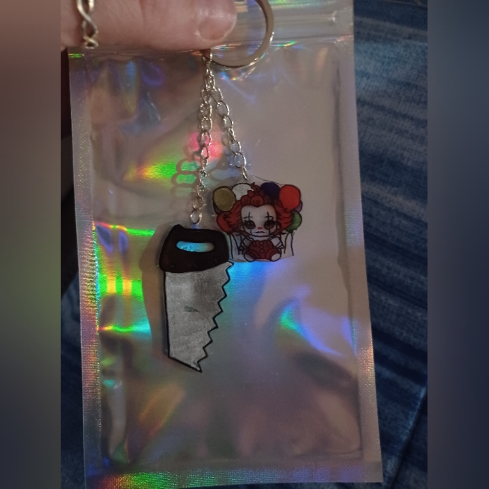Horror Keychain with Silver Blade Charm